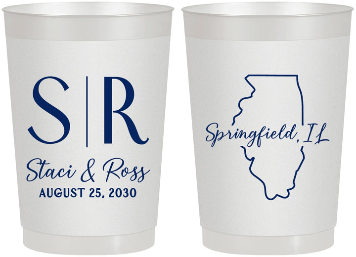 Personalized Wedding 22 oz Frosted Cups - Illinois | 112