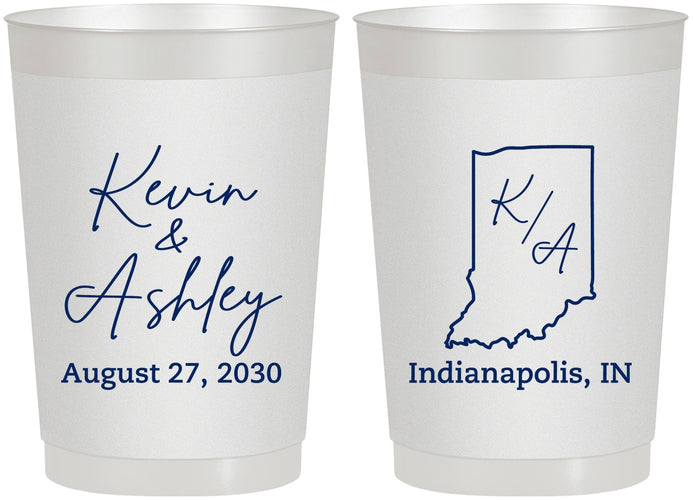 Personalized Wedding 22 oz Frosted Cups - Indiana | 113