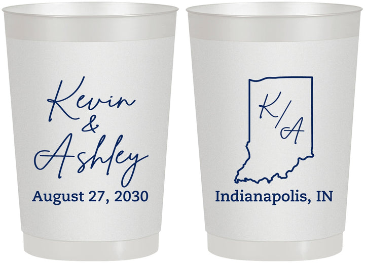 Personalized Wedding 22 oz Frosted Cups - Indiana | 113