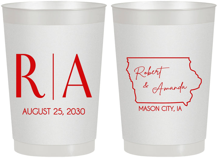 Personalized Wedding 22 oz Frosted Cups - Iowa | 114