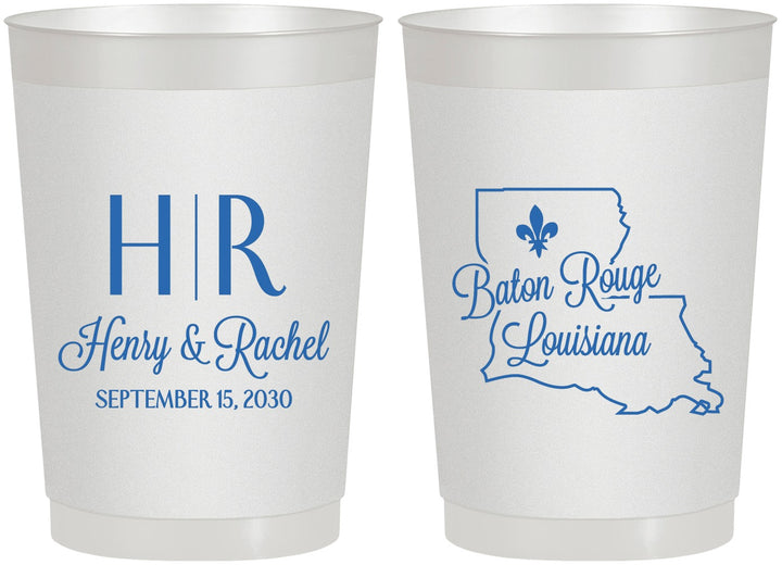 Personalized Wedding 22 oz Frosted Cups - Louisiana | 117