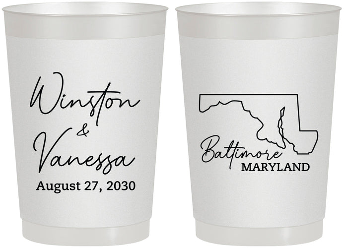 Personalized Wedding 22 oz Frosted Cups - Maryland | 119