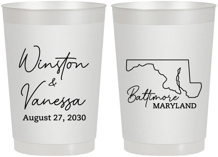 Personalized Wedding 22 oz Frosted Cups - Maryland | 119