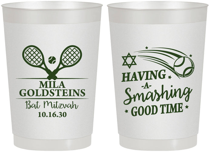 Personalized Bat Mitzvah 22 oz Frosted Cups - 12th Birthday Tennis | 120018
