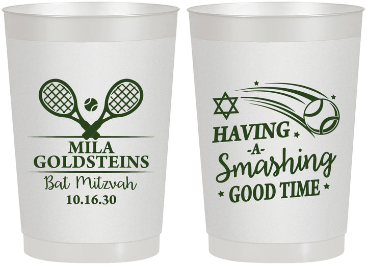 Personalized Bat Mitzvah 22 oz Frosted Cups - 12th Birthday Tennis | 120018