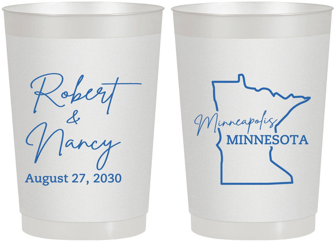 Personalized Wedding 22 oz Frosted Cups - Minnesota | 122