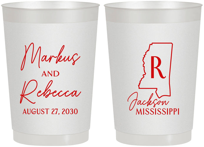 Personalized Wedding 22 oz Frosted Cups - Mississippi | 123