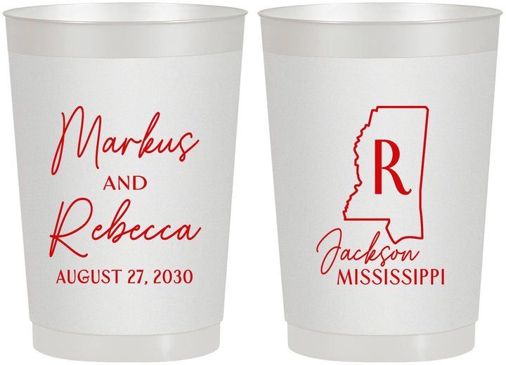 Personalized Wedding 22 oz Frosted Cups - Mississippi | 123