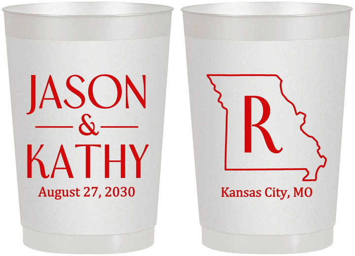 Personalized Wedding 22 oz Frosted Cups - Missouri | 124