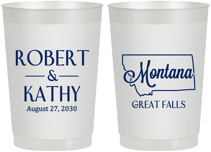 Personalized Wedding 22 oz Frosted Cups - Montana | 125