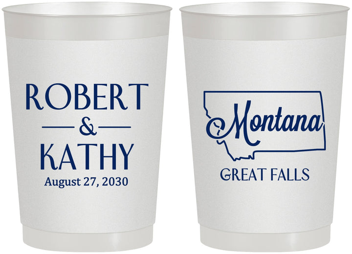 Personalized Wedding 22 oz Frosted Cups - Montana | 125