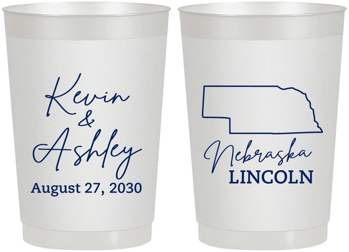 Personalized Wedding 22 oz Frosted Cups - Nebraska | 126