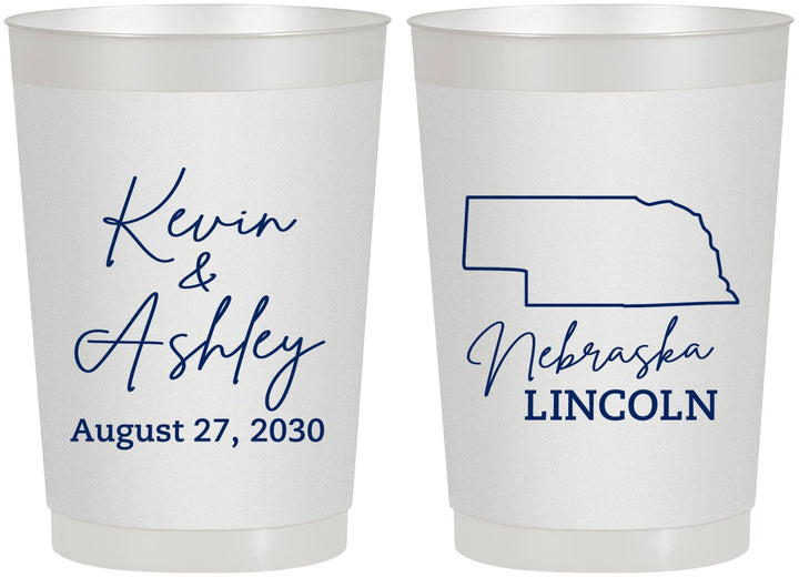Personalized Wedding 22 oz Frosted Cups - Nebraska | 126