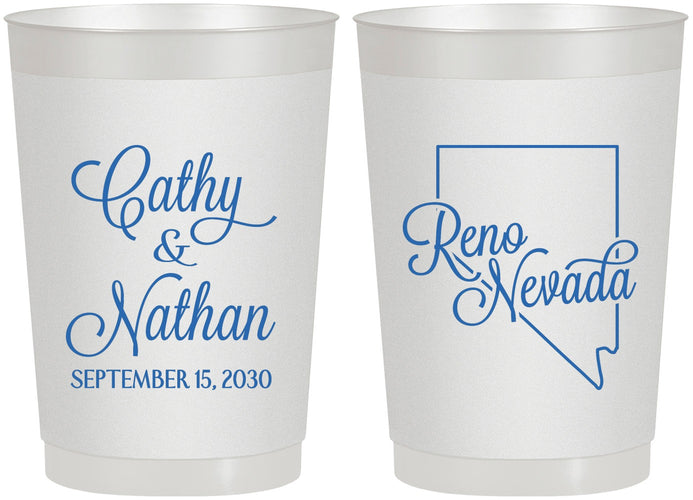 Personalized Wedding 22 oz Frosted Cups - Nevada | 127