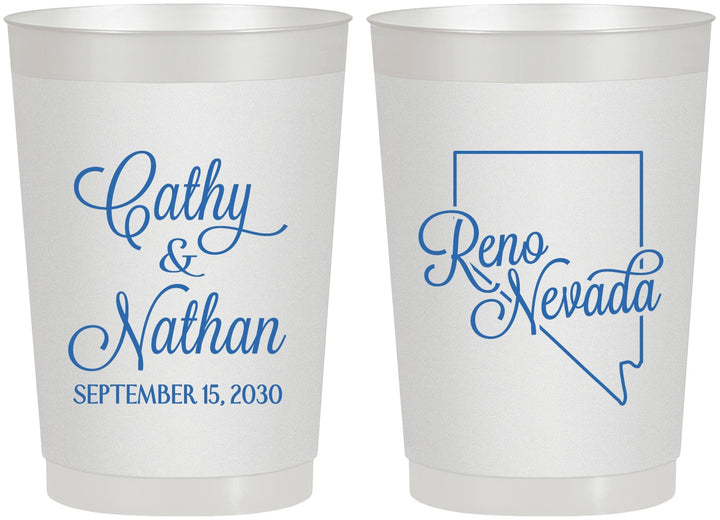 Personalized Wedding 22 oz Frosted Cups - Nevada | 127