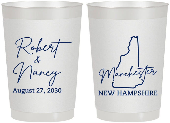 Personalized Wedding 22 oz Frosted Cups - New Hampshire | 128
