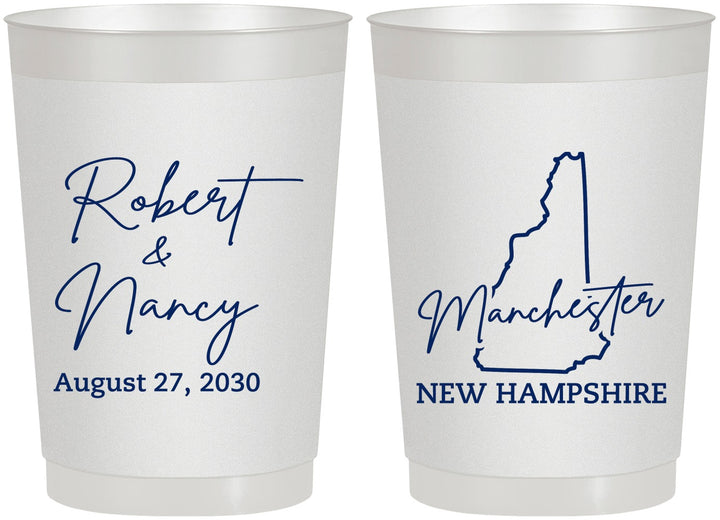 Personalized Wedding 22 oz Frosted Cups - New Hampshire | 128