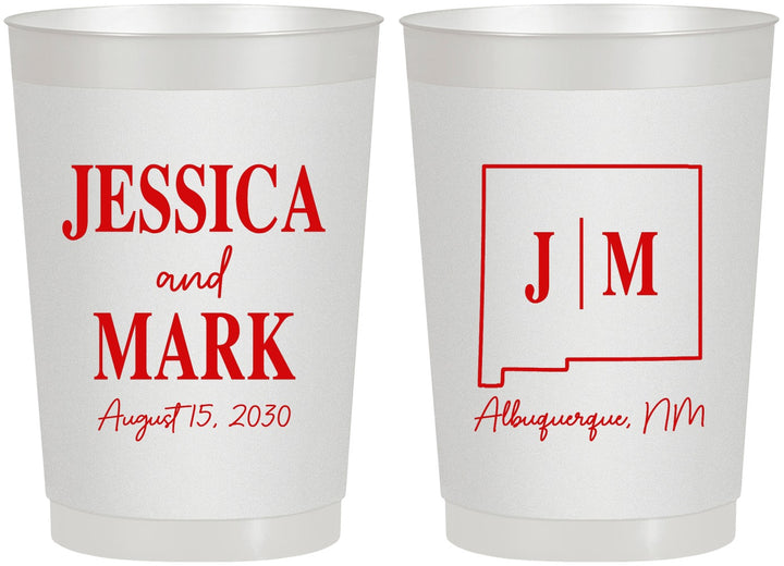 Personalized Wedding 22 oz Frosted Cups - New Mexico | 130