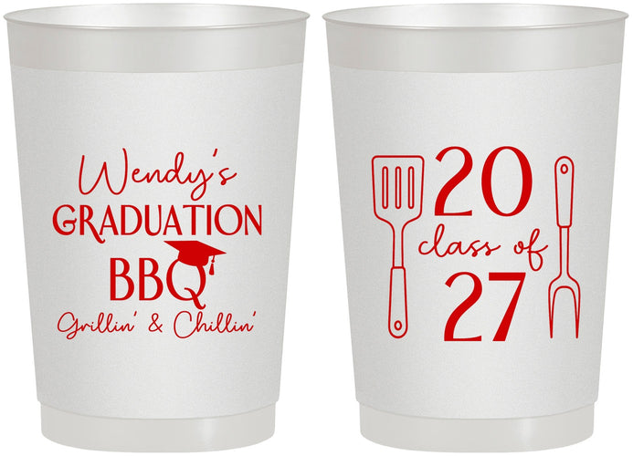 Personalized Graduation 22 oz Frosted Cups - Class Of 2027 Bbq | 130008