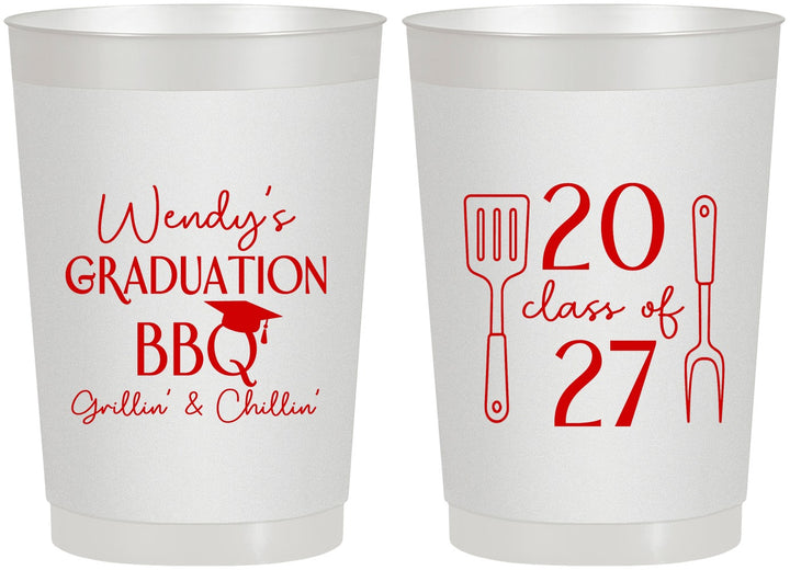 Personalized Graduation 22 oz Frosted Cups - Class Of 2027 Bbq | 130008
