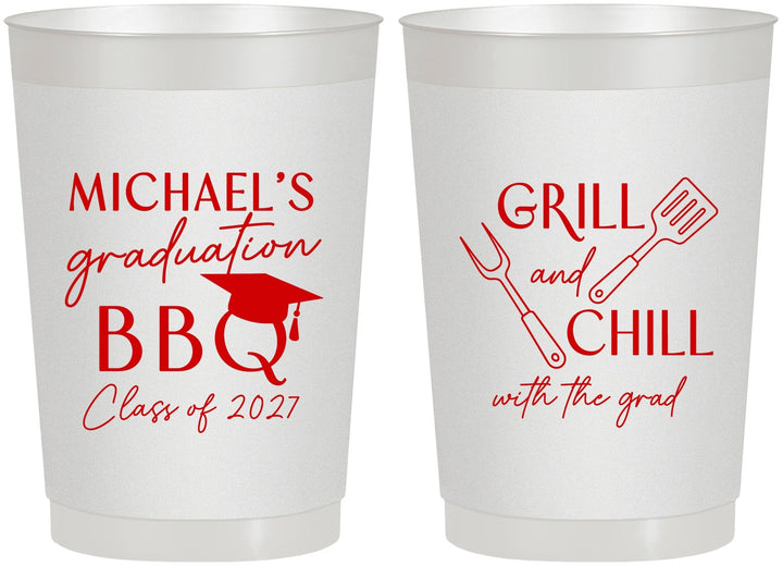 Personalized Graduation 22 oz Frosted Cups - Class Of 2027 Bbq | 130009