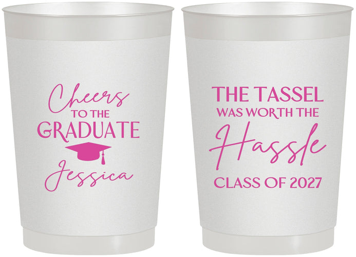 Personalized Graduation 22 oz Frosted Cups - Class Of 2027 Tassel Hassel | 130010