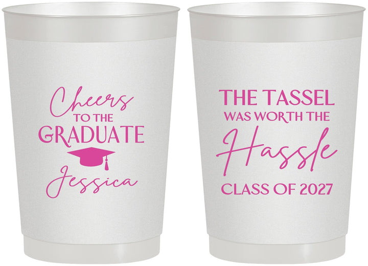 Personalized Graduation 22 oz Frosted Cups - Class Of 2027 Tassel Hassel | 130010