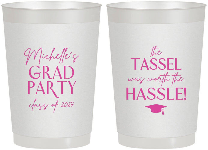 Personalized Graduation 22 oz Frosted Cups - Class Of 2027 Tassel Hassel | 130011
