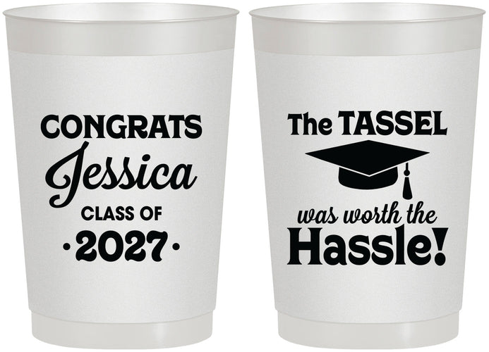 Personalized Graduation 22 oz Frosted Cups - Class Of 2027 Tassel Hassel | 130012