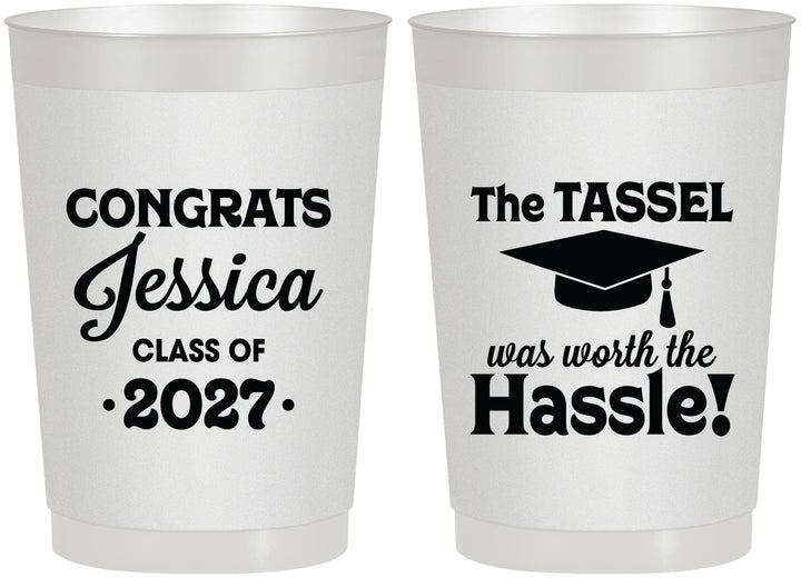 Personalized Graduation 22 oz Frosted Cups - Class Of 2027 Tassel Hassel | 130012