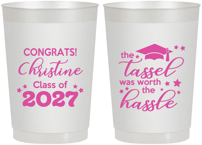 Personalized Graduation 22 oz Frosted Cups - Class Of 2027 Tassel Hassel | 130013