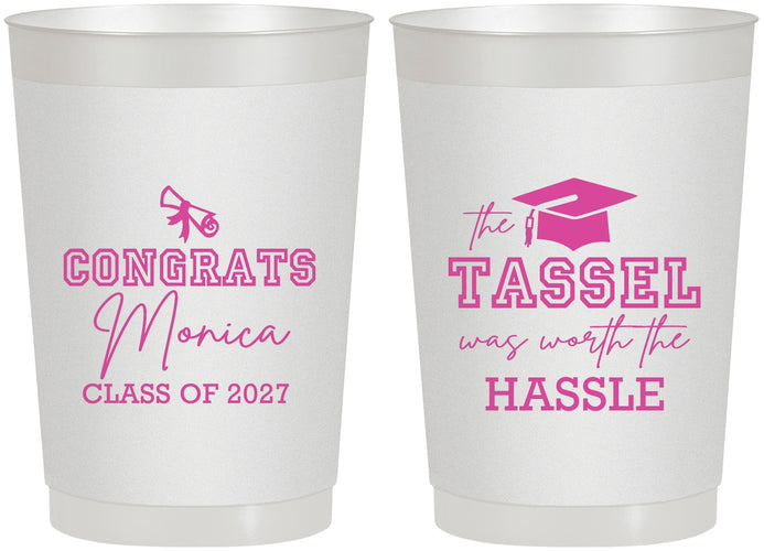 Personalized Graduation 22 oz Frosted Cups - Class Of 2027 Tassel Hassel | 130014
