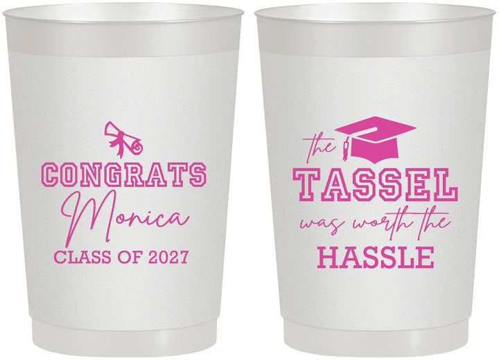 Personalized Graduation 22 oz Frosted Cups - Class Of 2027 Tassel Hassel | 130014