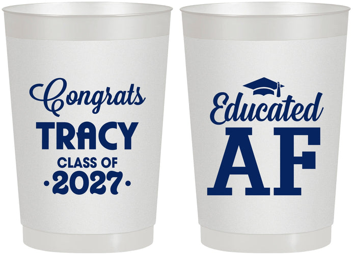 Personalized Graduation 22 oz Frosted Cups - Class Of 2027 Educated Af | 130015