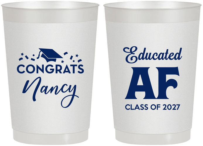 Personalized Graduation 22 oz Frosted Cups - Class Of 2027 Educated Af | 130016
