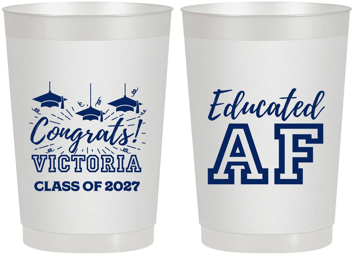 Personalized Graduation 22 oz Frosted Cups - Class Of 2027 Educated Af | 130017