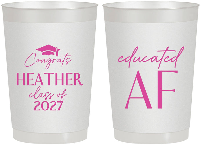 Personalized Graduation 22 oz Frosted Cups - Class Of 2027 Educated Af | 130019
