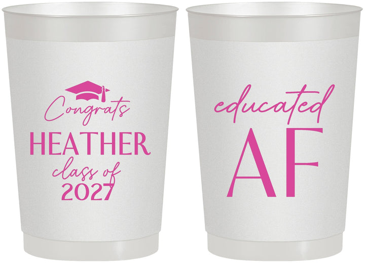 Personalized Graduation 22 oz Frosted Cups - Class Of 2027 Educated Af | 130019