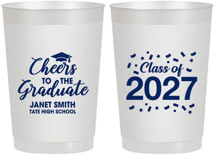 Personalized Graduation 22 oz Frosted Cups - Class Of 2027 Cheers Graduate | 130021