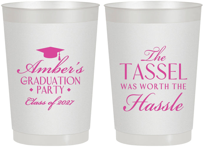 Personalized Graduation 22 oz Frosted Cups - Class Of 2027 Tassel Hassel | 130030