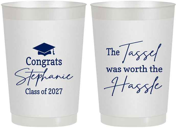Personalized Graduation 22 oz Frosted Cups - Class Of 2027 Tassel Hassel | 130031