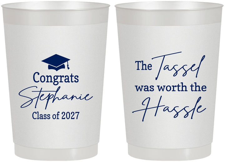 Personalized Graduation 22 oz Frosted Cups - Class Of 2027 Tassel Hassel | 130031