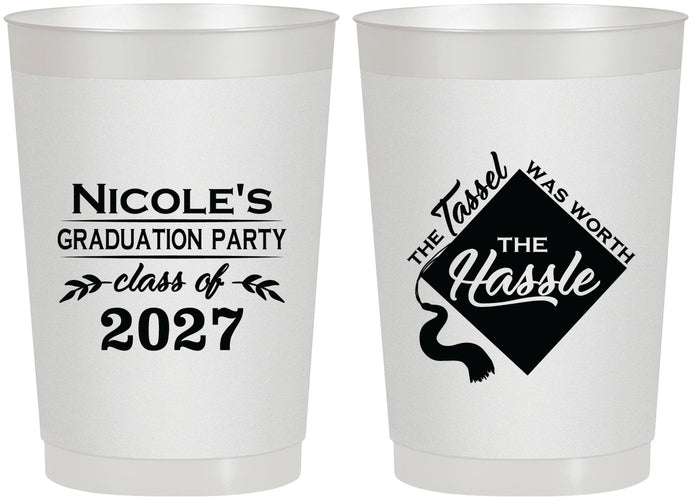 Personalized Graduation 22 oz Frosted Cups - Class Of 2027 Tassel Hassel | 130032
