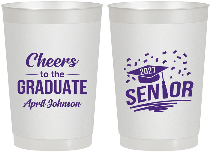 Personalized Graduation 22 oz Frosted Cups - Class Of 2027 Cheers Graduate | 130035