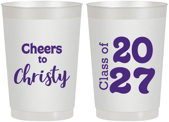 Personalized Graduation 22 oz Frosted Cups - Class Of 2027 Cheers | 130037