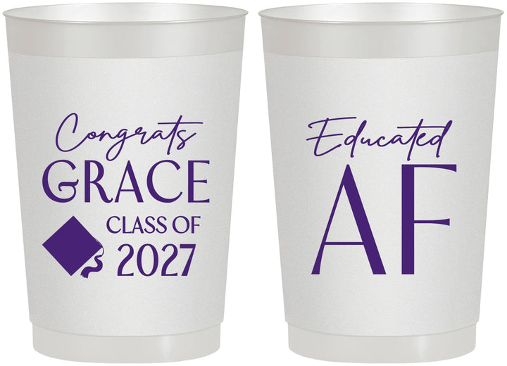 Personalized Graduation 22 oz Frosted Cups - Class Of 2027 Educated Af | 130040