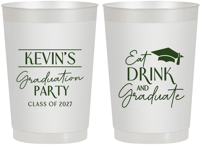 Personalized Graduation 22 oz Frosted Cups - Class Of 2027 Eat Drink Graduate | 130043
