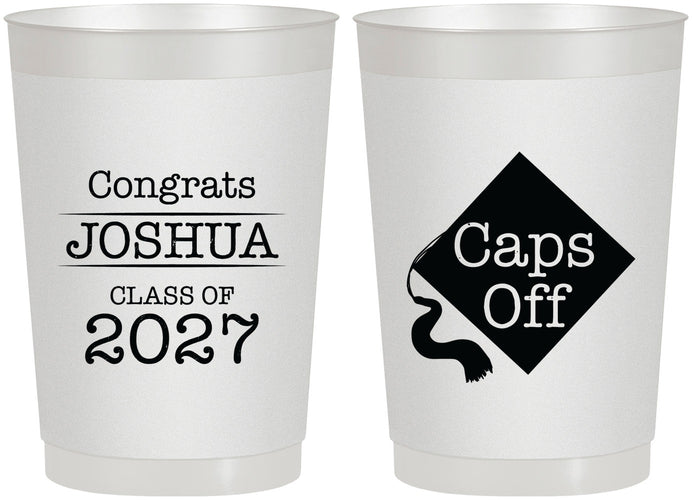 Personalized Graduation 22 oz Frosted Cups - Class Of 2027 Caps Off | 130045