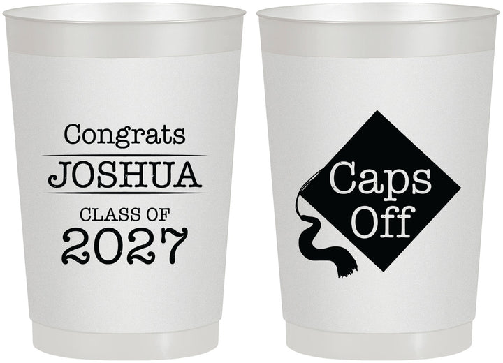Personalized Graduation 22 oz Frosted Cups - Class Of 2027 Caps Off | 130045