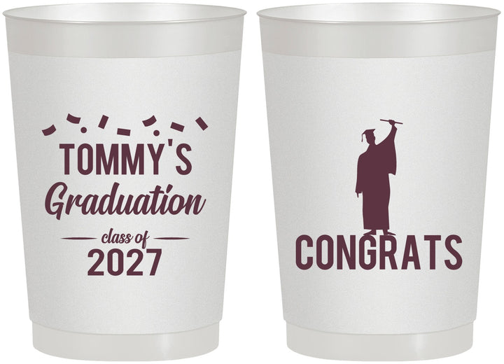 Personalized Graduation 22 oz Frosted Cups - Class Of 2027 Congrats | 130046